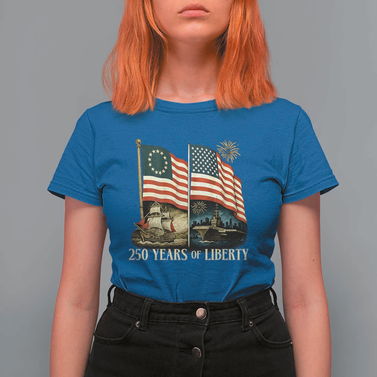 250 Years of Liberty T Shirt For Women US 250th Anniversary Semiquincentennial 2026 Patriotic - Wonder Print Shop