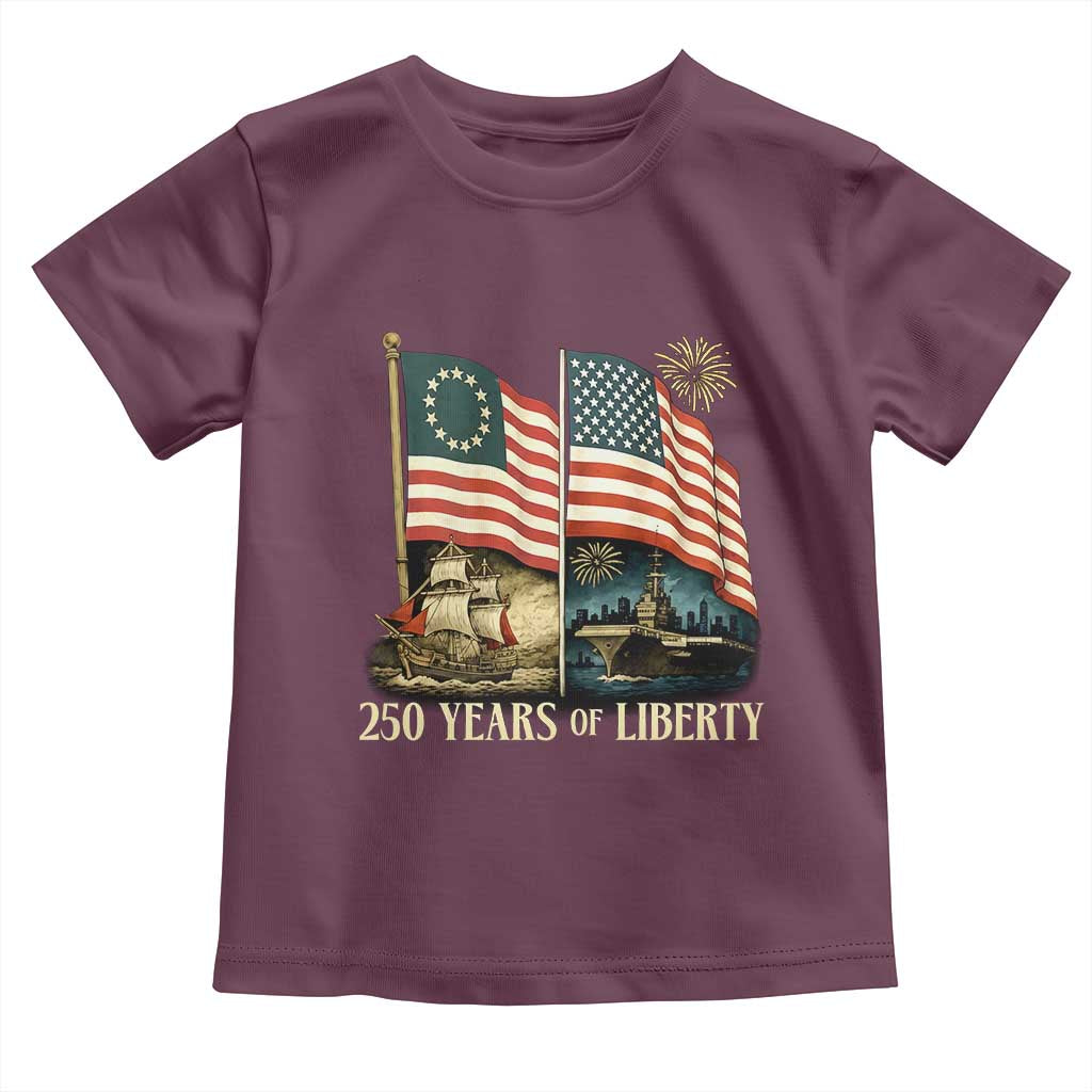 250 Years of Liberty Toddler T Shirt US 250th Anniversary Semiquincentennial 2026 Patriotic - Wonder Print Shop