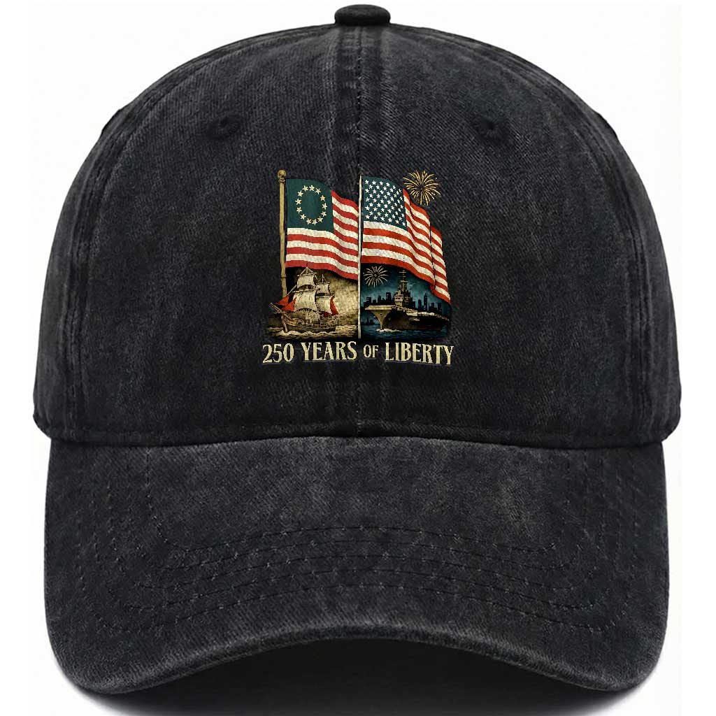 250 Years of Liberty Washed Cotton Baseball Cap US 250th Anniversary Semiquincentennial 2026 Patriotic