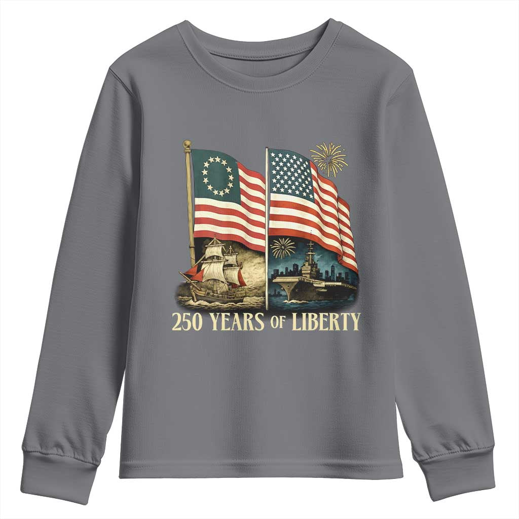 250 Years of Liberty Youth Sweatshirt US 250th Anniversary Semiquincentennial 2026 Patriotic - Wonder Print Shop