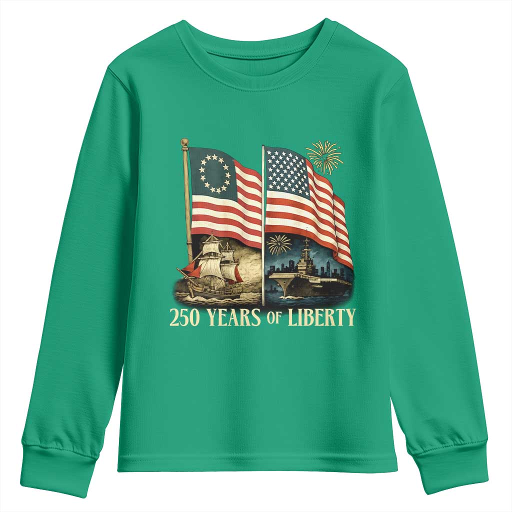 250 Years of Liberty Youth Sweatshirt US 250th Anniversary Semiquincentennial 2026 Patriotic - Wonder Print Shop