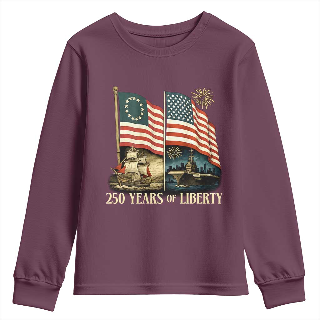 250 Years of Liberty Youth Sweatshirt US 250th Anniversary Semiquincentennial 2026 Patriotic - Wonder Print Shop