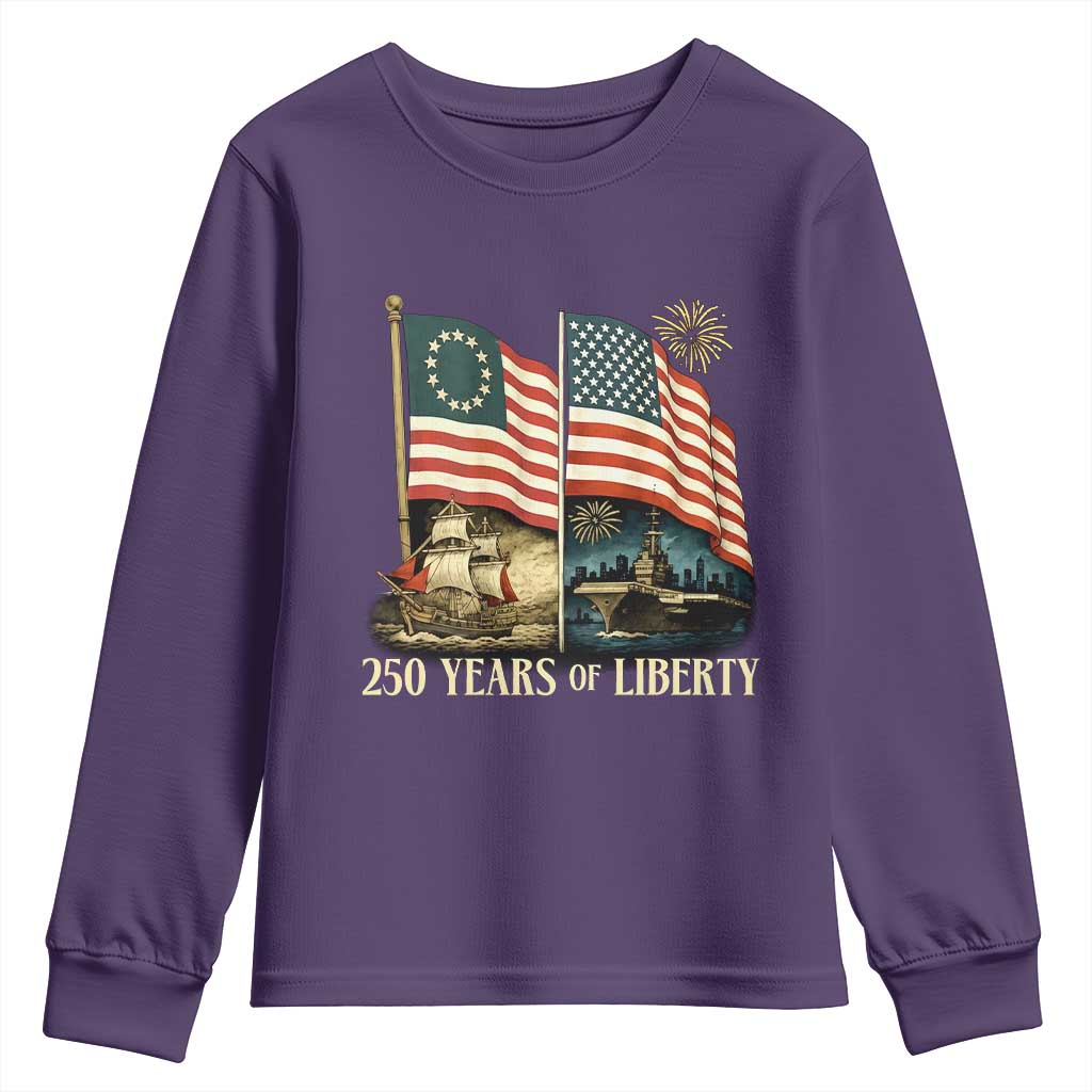 250 Years of Liberty Youth Sweatshirt US 250th Anniversary Semiquincentennial 2026 Patriotic - Wonder Print Shop