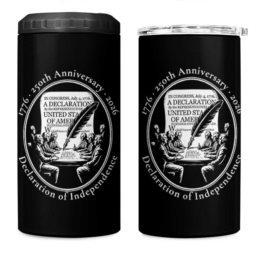250 Years Declaration of Independence 4 in 1 Can Cooler Tumbler US 250th Anniversary Semiquincentennial 2026 Patriotic - Wonder Print Shop