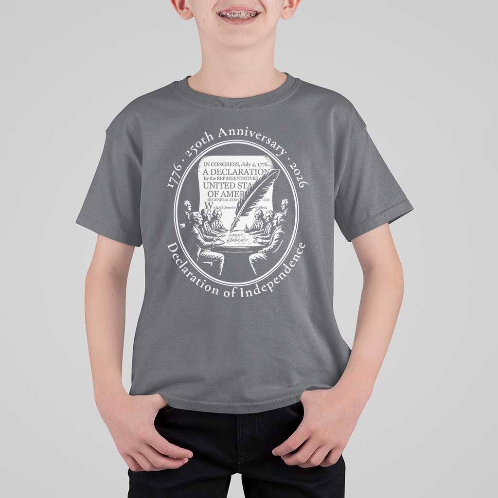 250 Years Declaration of Independence T Shirt For Kid US 250th Anniversary Semiquincentennial 2026 Patriotic - Wonder Print Shop