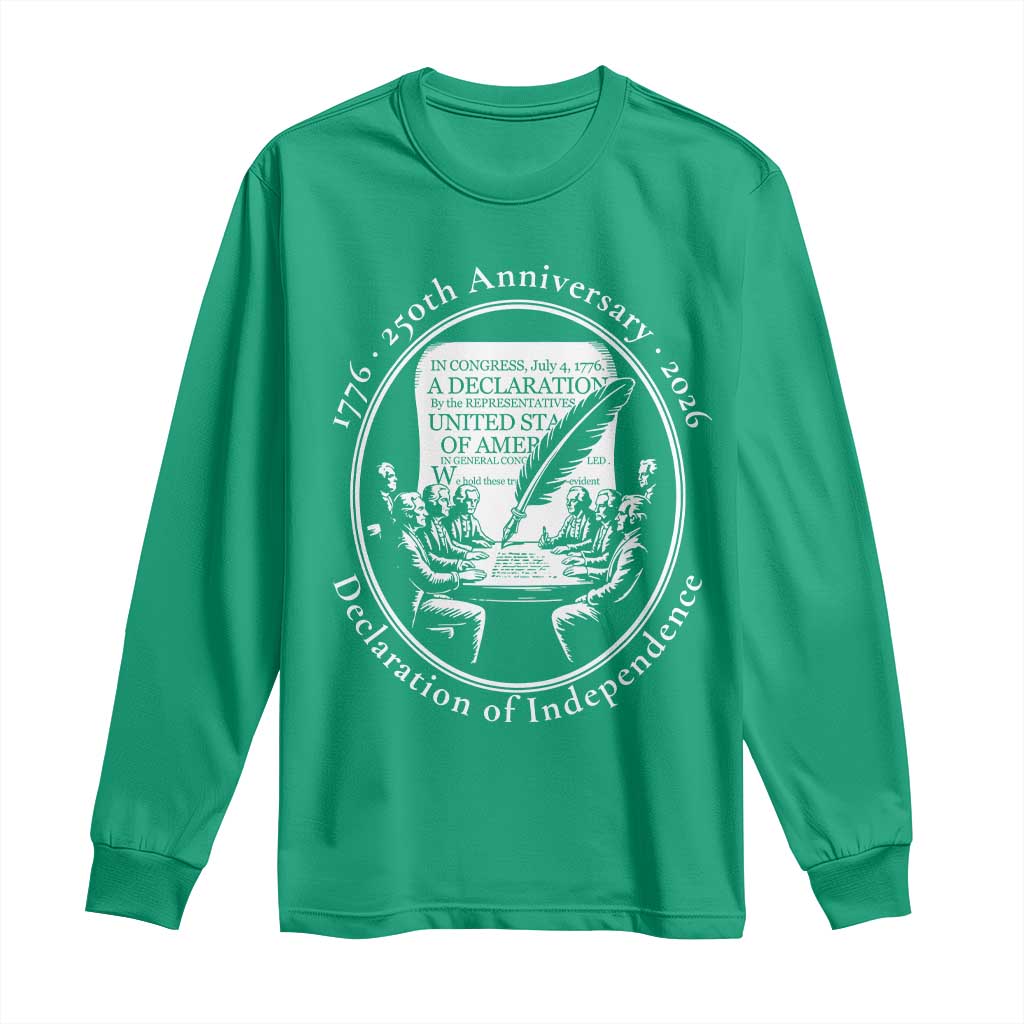 250 Years Declaration of Independence Long Sleeve Shirt US 250th Anniversary Semiquincentennial 2026 Patriotic - Wonder Print Shop