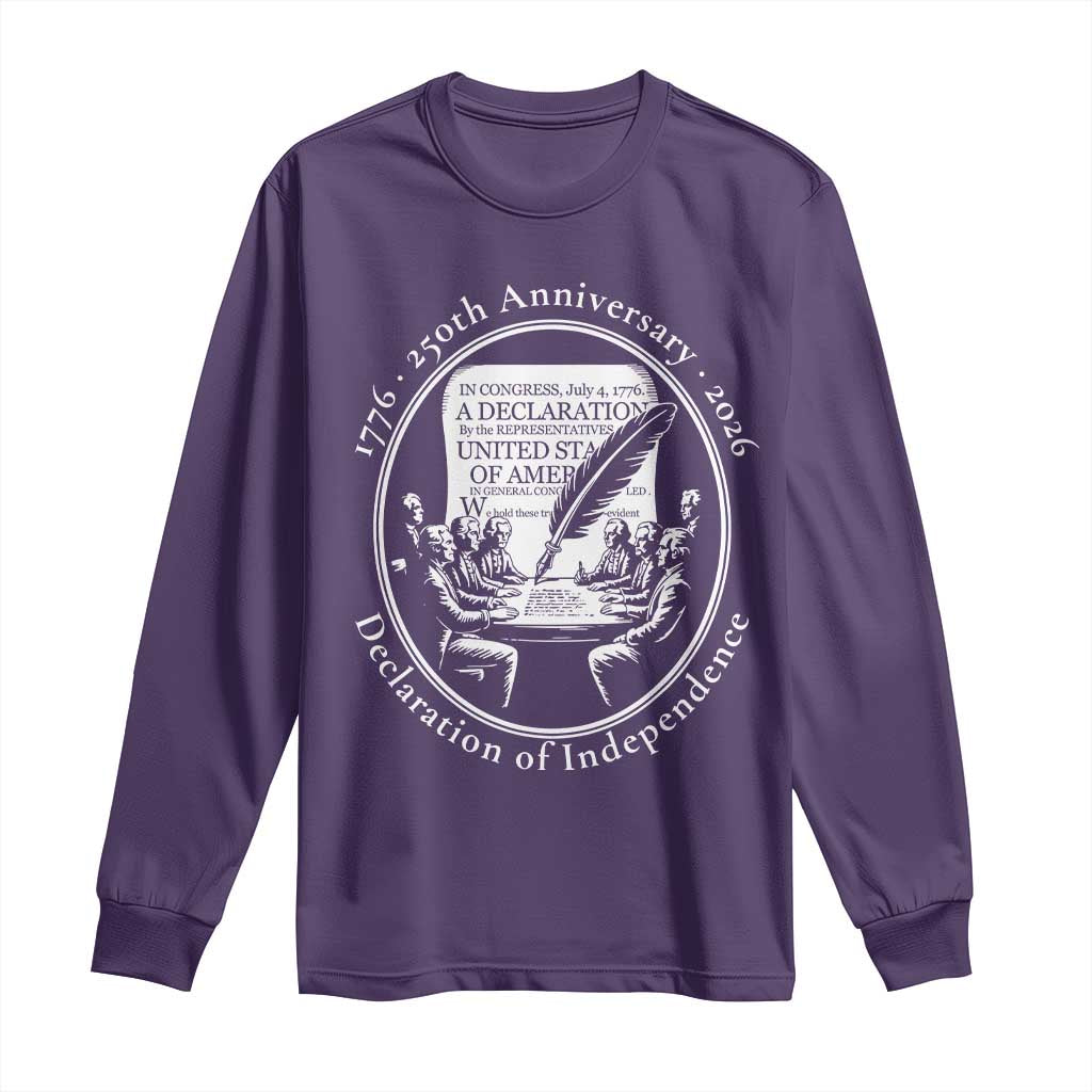 250 Years Declaration of Independence Long Sleeve Shirt US 250th Anniversary Semiquincentennial 2026 Patriotic - Wonder Print Shop