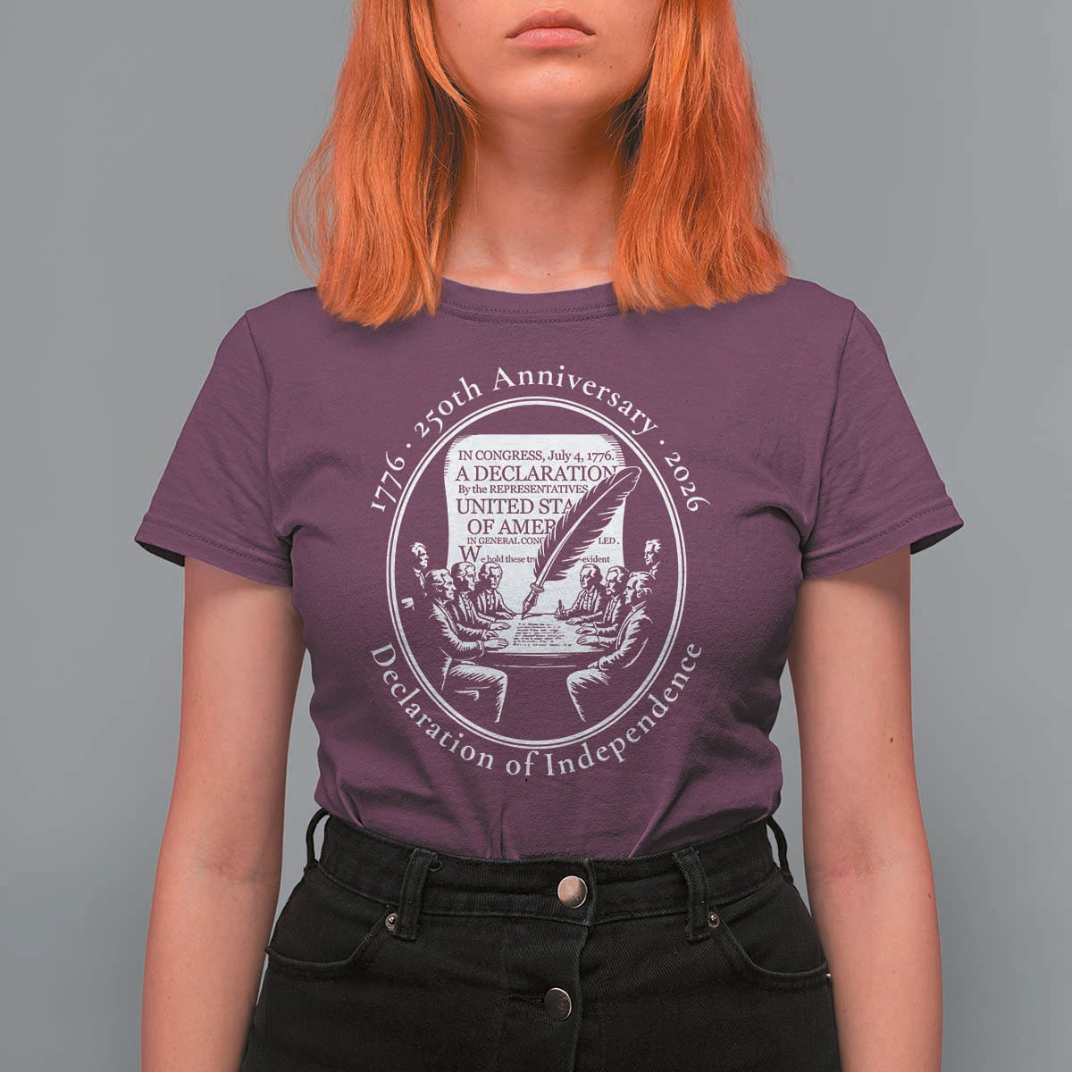 250 Years Declaration of Independence T Shirt For Women US 250th Anniversary Semiquincentennial 2026 Patriotic - Wonder Print Shop