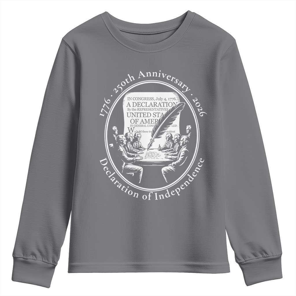 250 Years Declaration of Independence Youth Sweatshirt US 250th Anniversary Semiquincentennial 2026 Patriotic - Wonder Print Shop
