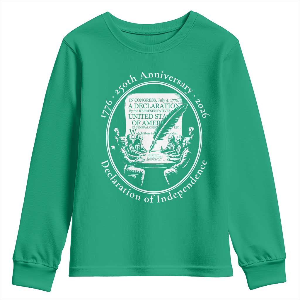 250 Years Declaration of Independence Youth Sweatshirt US 250th Anniversary Semiquincentennial 2026 Patriotic - Wonder Print Shop