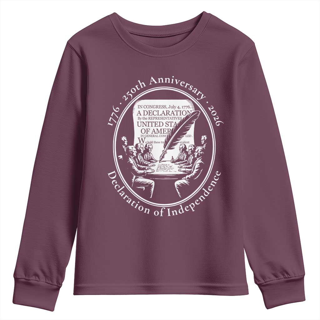 250 Years Declaration of Independence Youth Sweatshirt US 250th Anniversary Semiquincentennial 2026 Patriotic - Wonder Print Shop