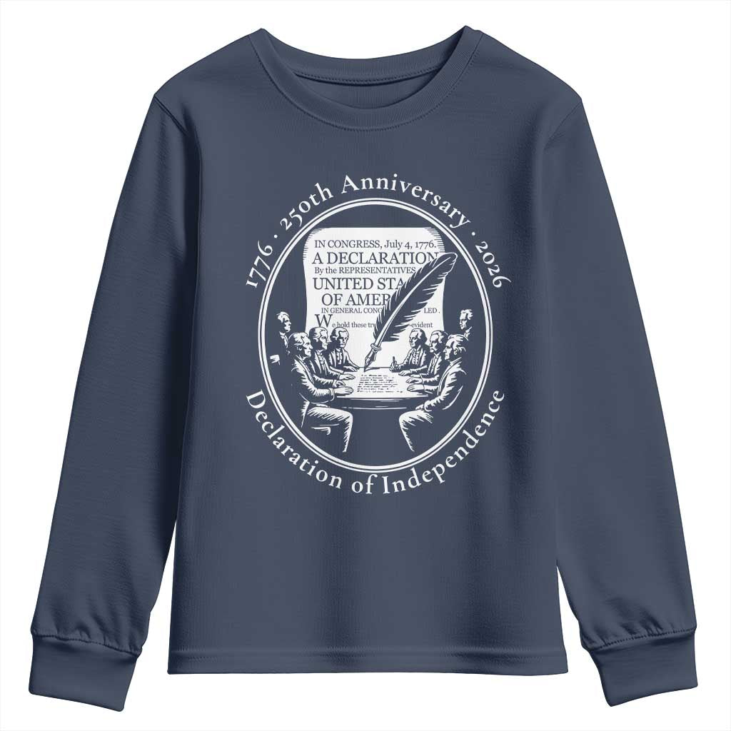 250 Years Declaration of Independence Youth Sweatshirt US 250th Anniversary Semiquincentennial 2026 Patriotic - Wonder Print Shop