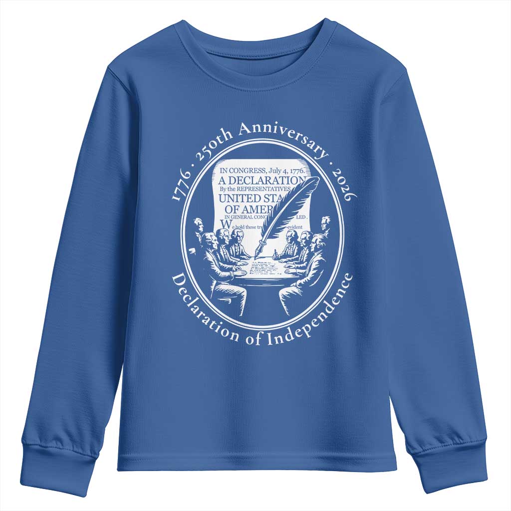 250 Years Declaration of Independence Youth Sweatshirt US 250th Anniversary Semiquincentennial 2026 Patriotic - Wonder Print Shop