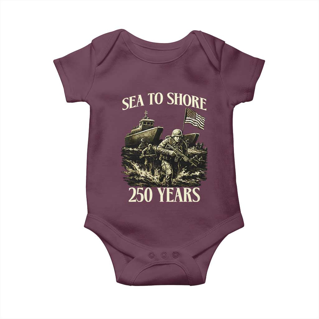 Military Navy 250th Anniversary Baby Onesie Sea To Shore 250 Years - Wonder Print Shop