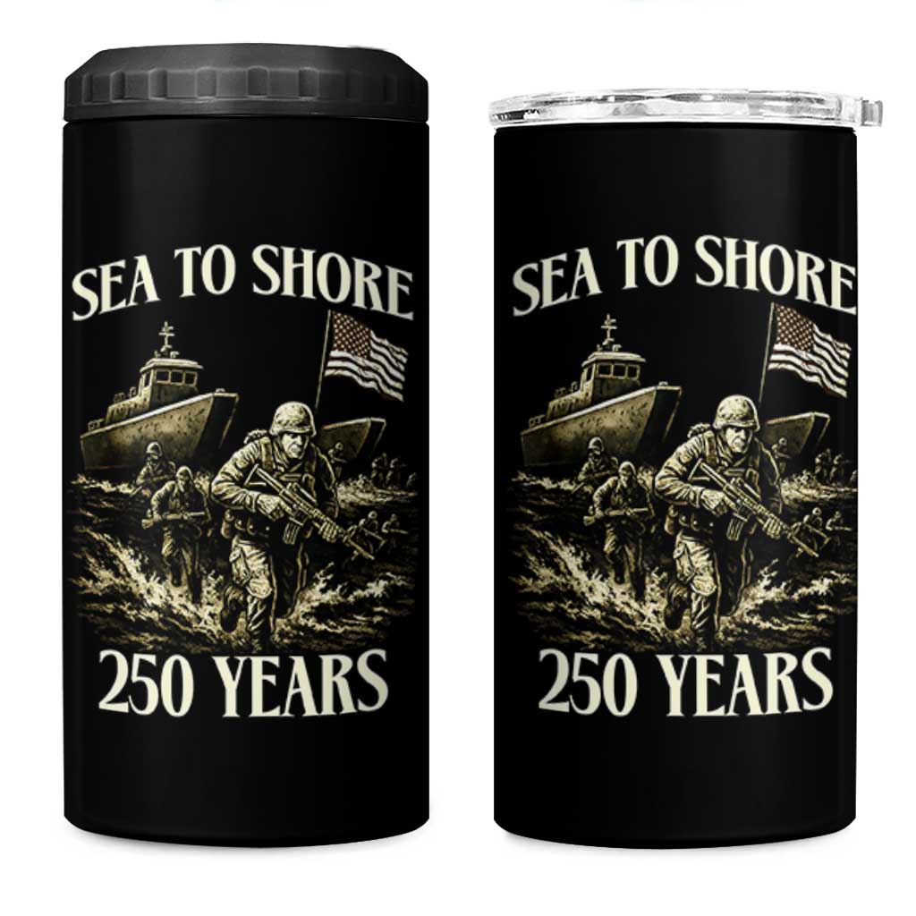 Military Navy 250th Anniversary 4 in 1 Can Cooler Tumbler Sea To Shore 250 Years - Wonder Print Shop