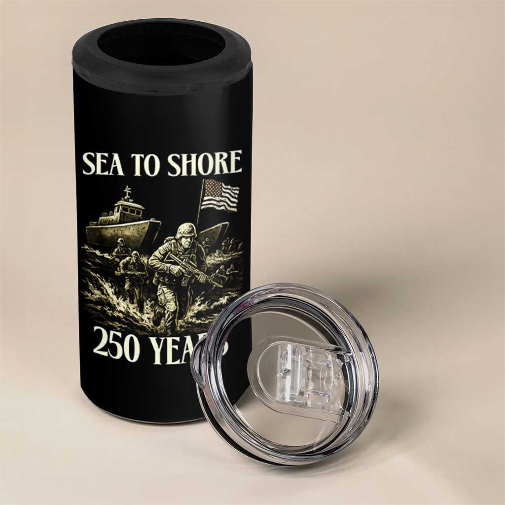 Military Navy 250th Anniversary 4 in 1 Can Cooler Tumbler Sea To Shore 250 Years - Wonder Print Shop