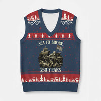Military Navy 250th Anniversary V-Neck Knit Sweater Vest Sea To Shore 250 Years - Wonder Print Shop