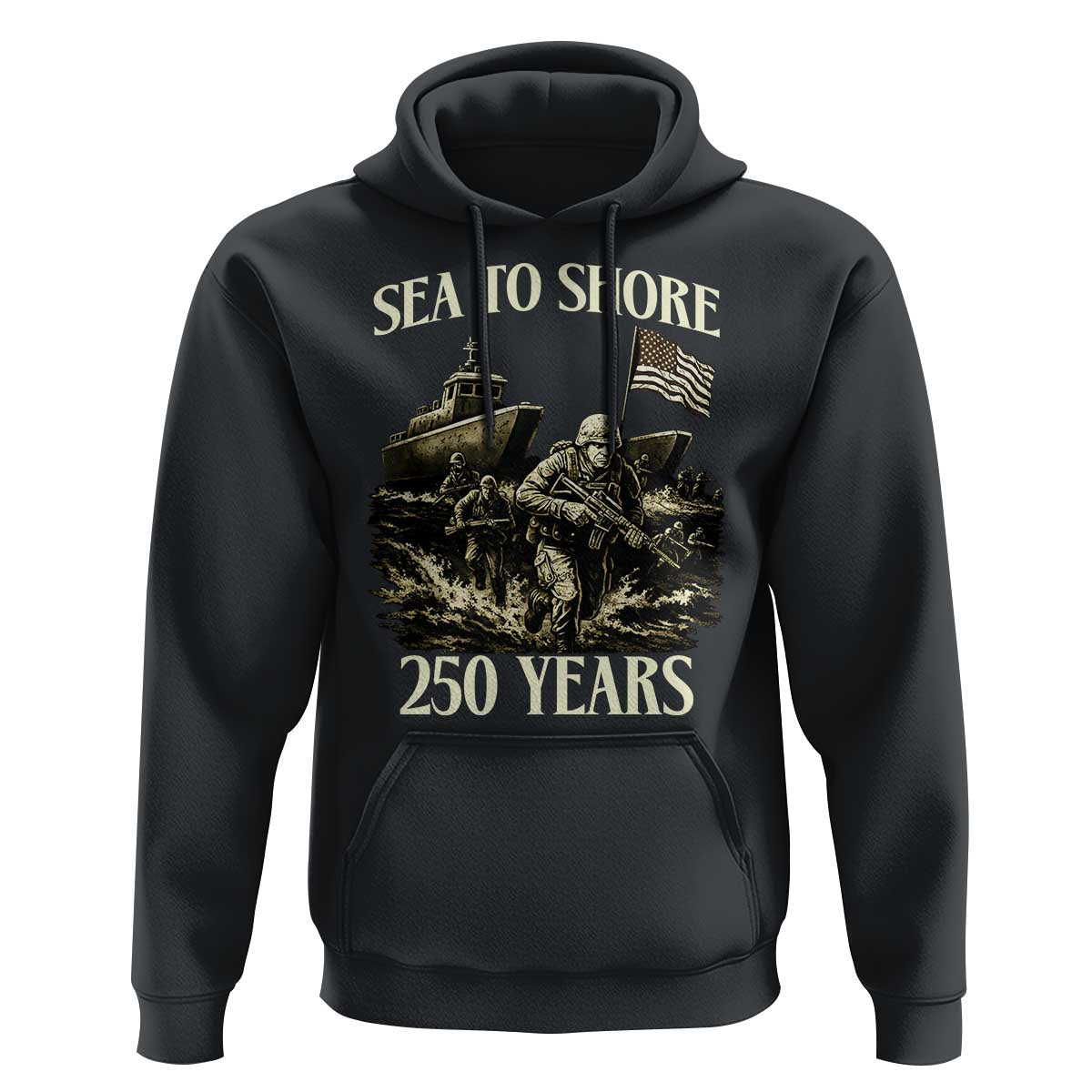 Military Navy 250th Anniversary Hoodie Sea To Shore 250 Years - Wonder Print Shop
