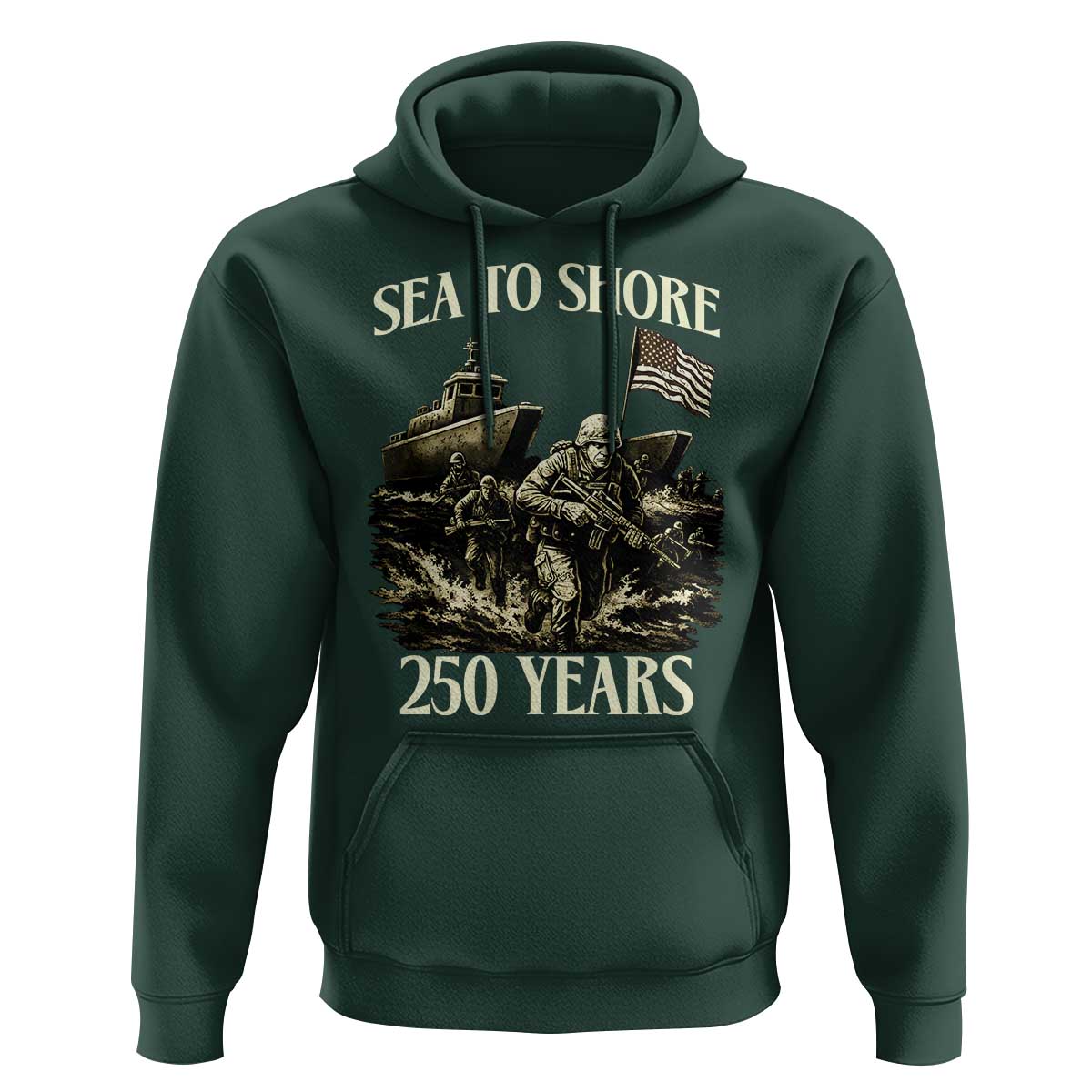 Military Navy 250th Anniversary Hoodie Sea To Shore 250 Years - Wonder Print Shop