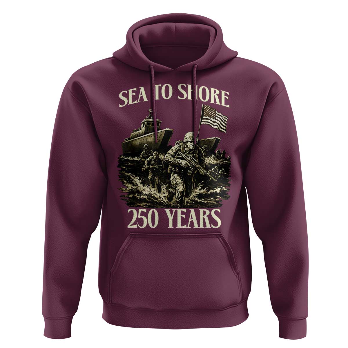 Military Navy 250th Anniversary Hoodie Sea To Shore 250 Years - Wonder Print Shop