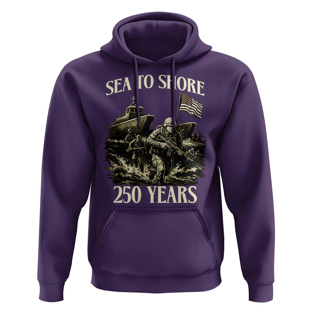 Military Navy 250th Anniversary Hoodie Sea To Shore 250 Years - Wonder Print Shop