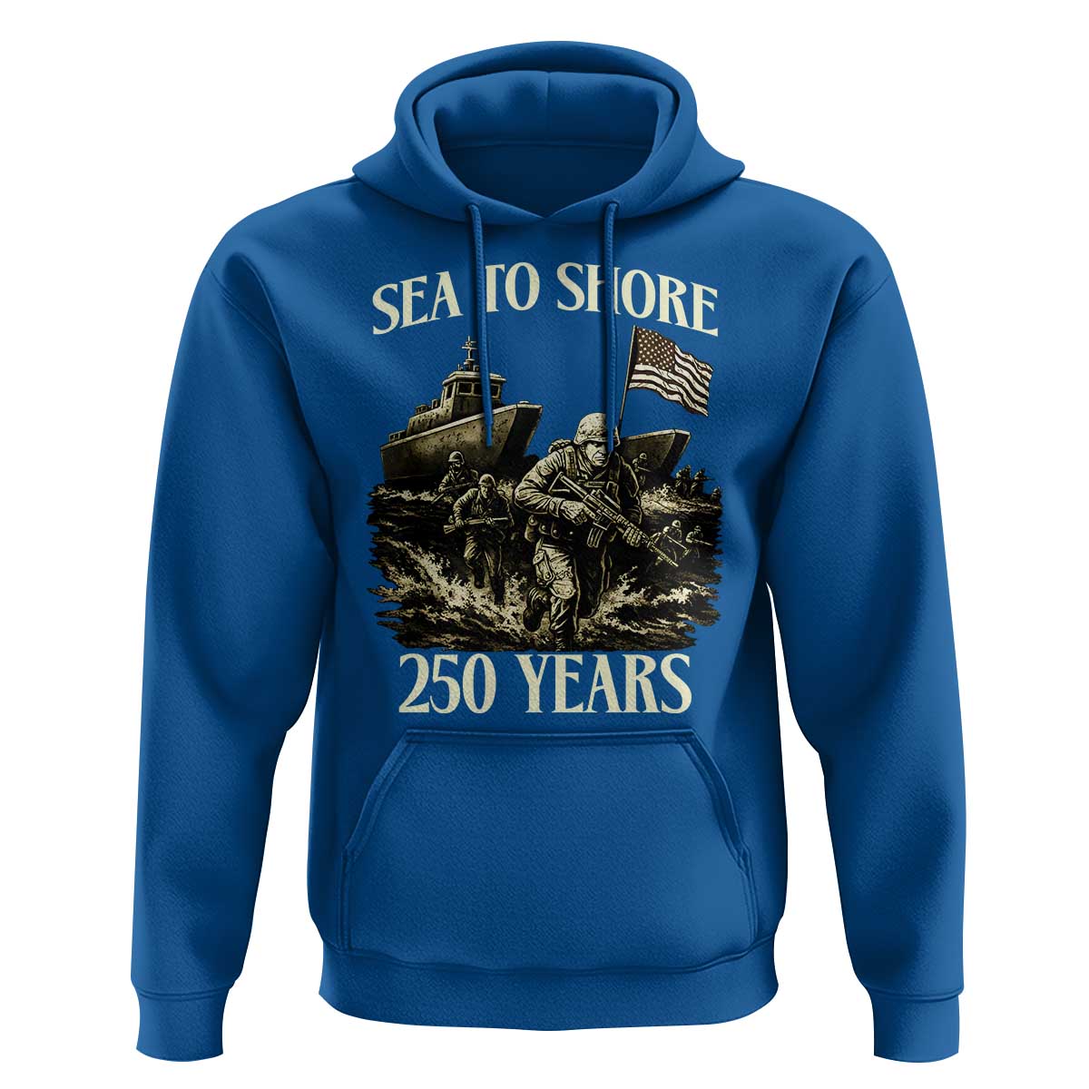 Military Navy 250th Anniversary Hoodie Sea To Shore 250 Years - Wonder Print Shop
