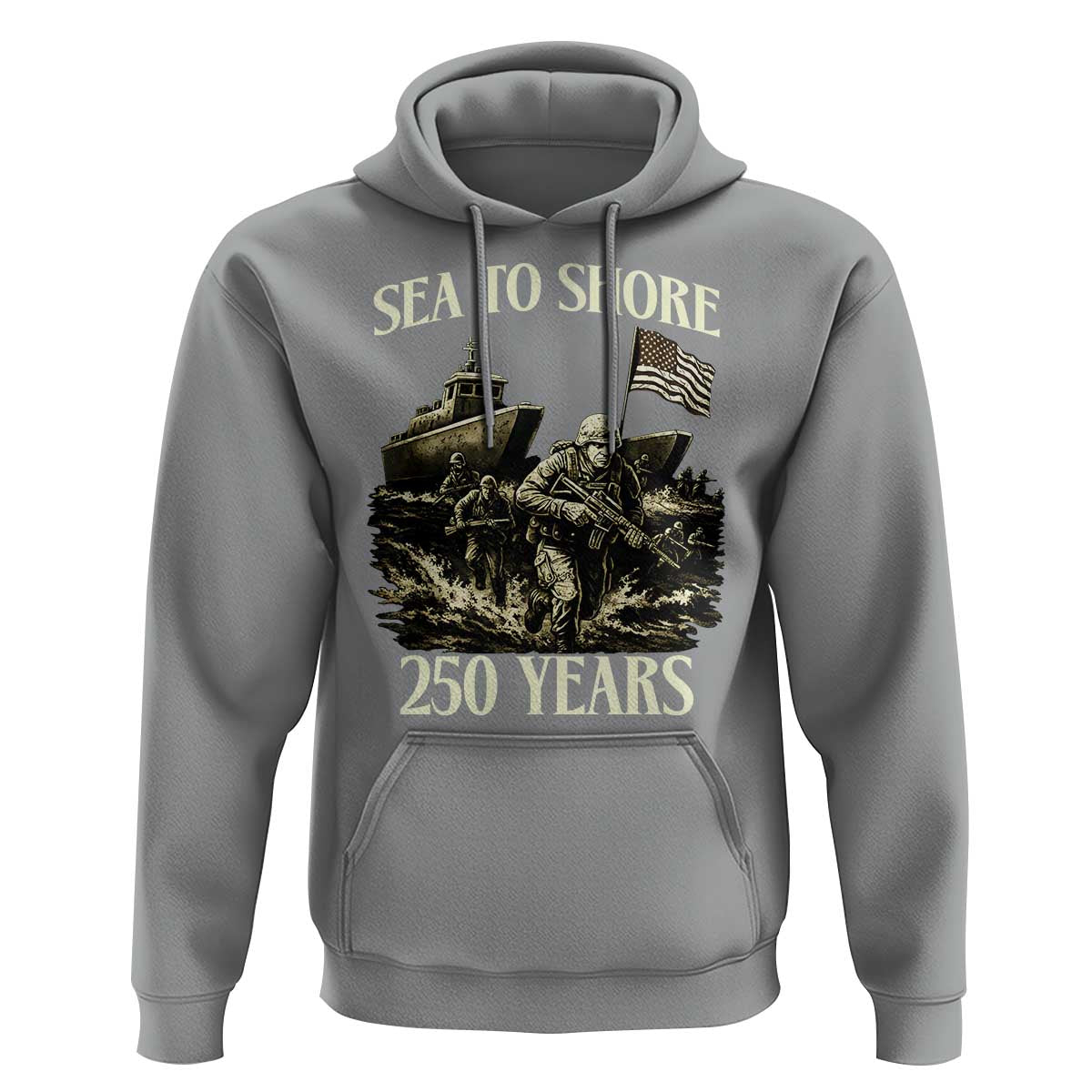 Military Navy 250th Anniversary Hoodie Sea To Shore 250 Years - Wonder Print Shop