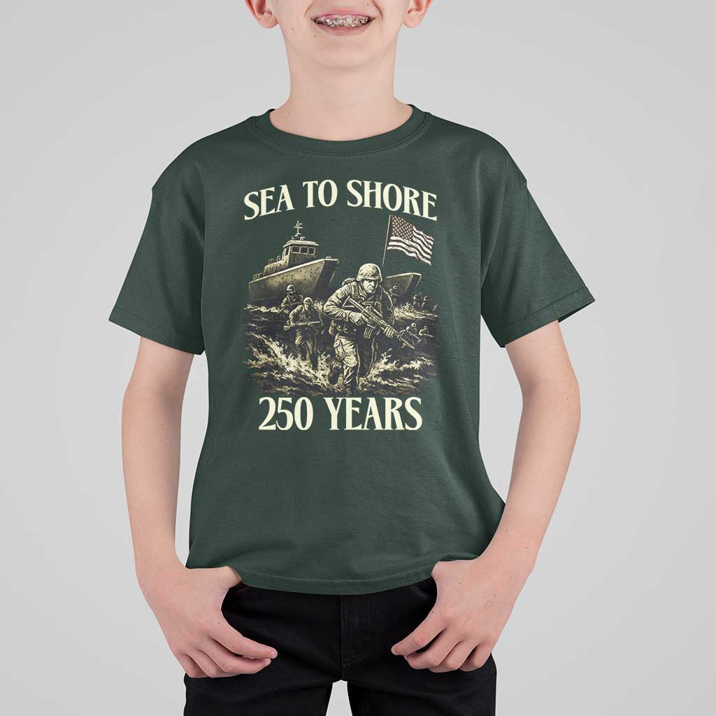 Military Navy 250th Anniversary T Shirt For Kid Sea To Shore 250 Years - Wonder Print Shop