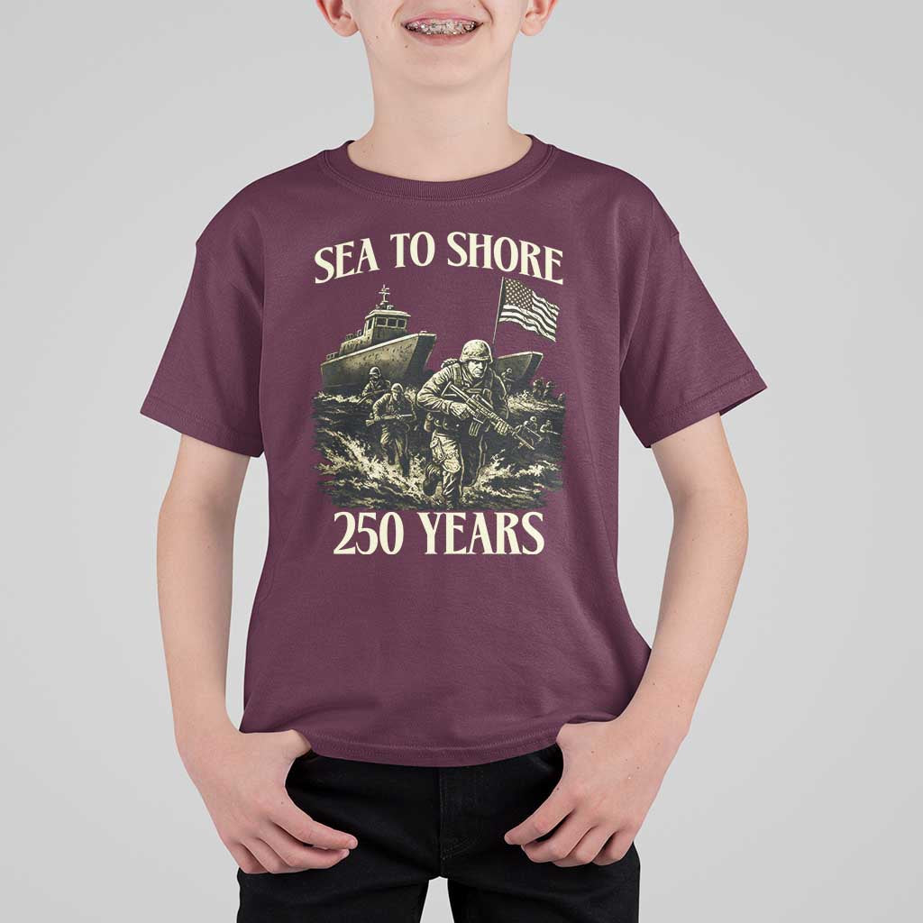 Military Navy 250th Anniversary T Shirt For Kid Sea To Shore 250 Years - Wonder Print Shop