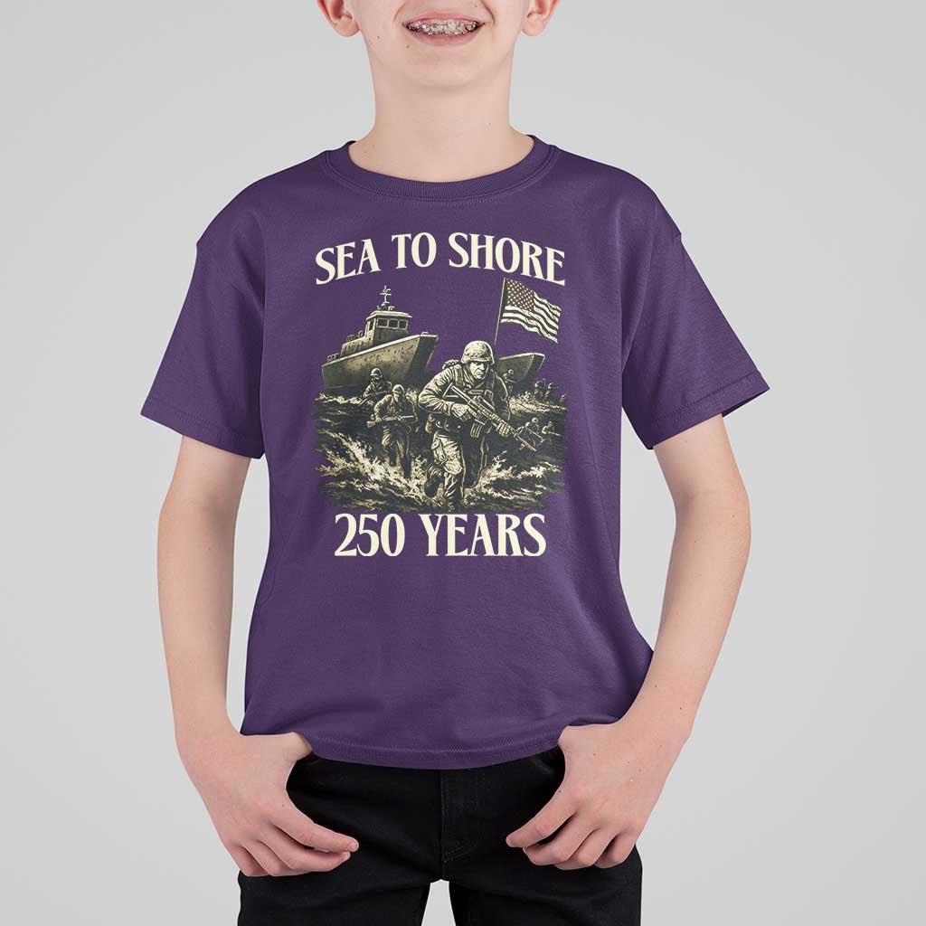 Military Navy 250th Anniversary T Shirt For Kid Sea To Shore 250 Years - Wonder Print Shop