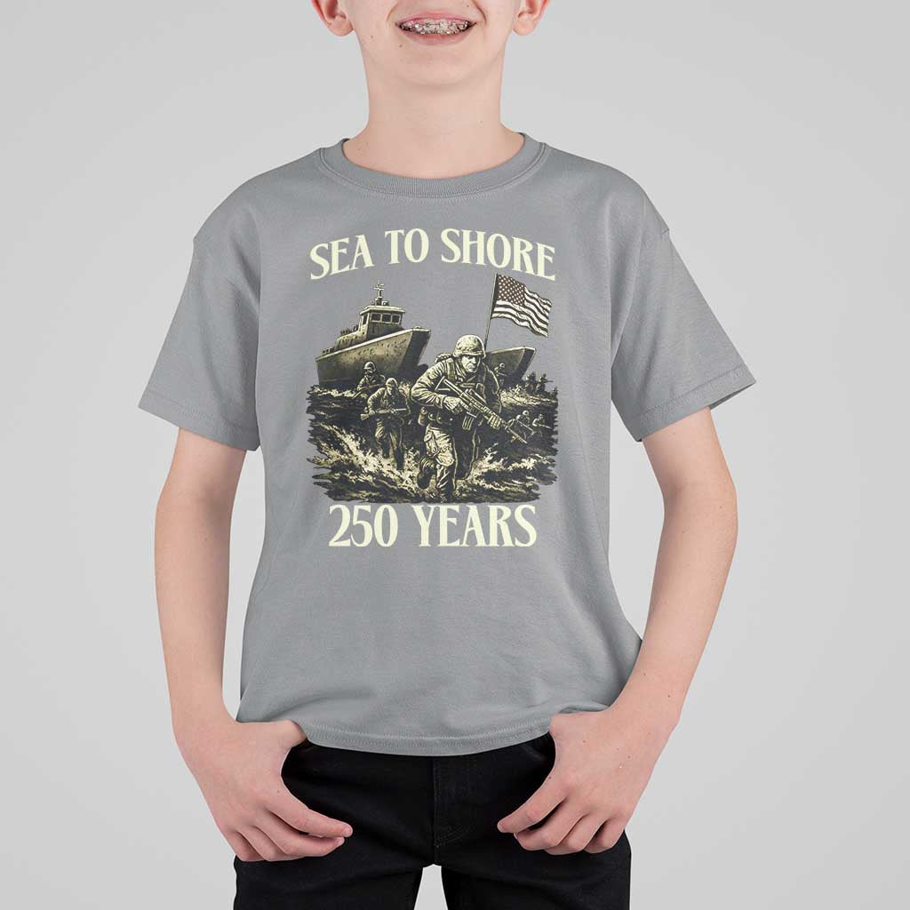 Military Navy 250th Anniversary T Shirt For Kid Sea To Shore 250 Years - Wonder Print Shop