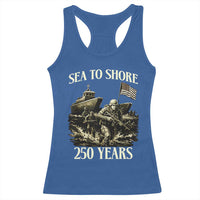 Military Navy 250th Anniversary Racerback Tank Top Sea To Shore 250 Years - Wonder Print Shop