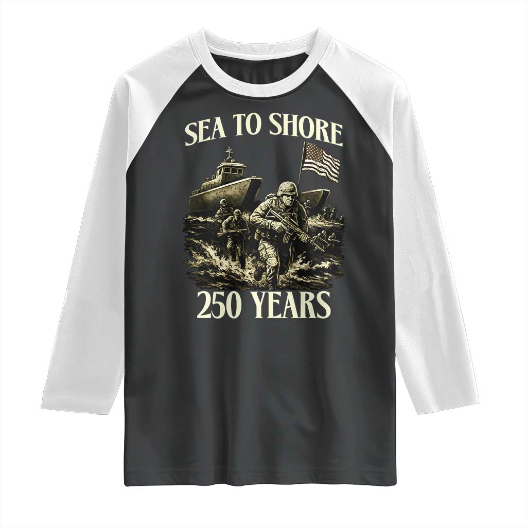 Military Navy 250th Anniversary Raglan Shirt Sea To Shore 250 Years - Wonder Print Shop