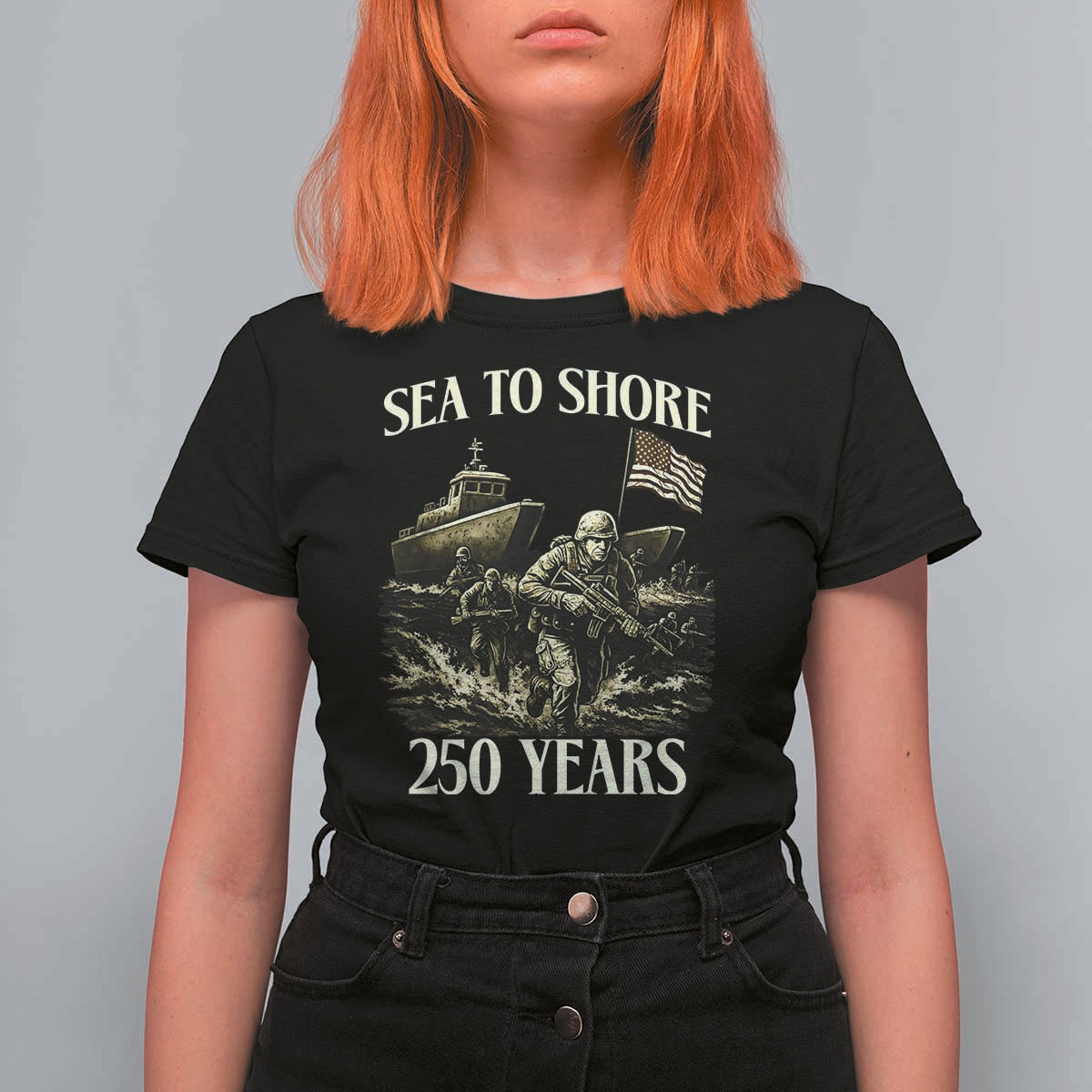 Military Navy 250th Anniversary T Shirt For Women Sea To Shore 250 Years - Wonder Print Shop