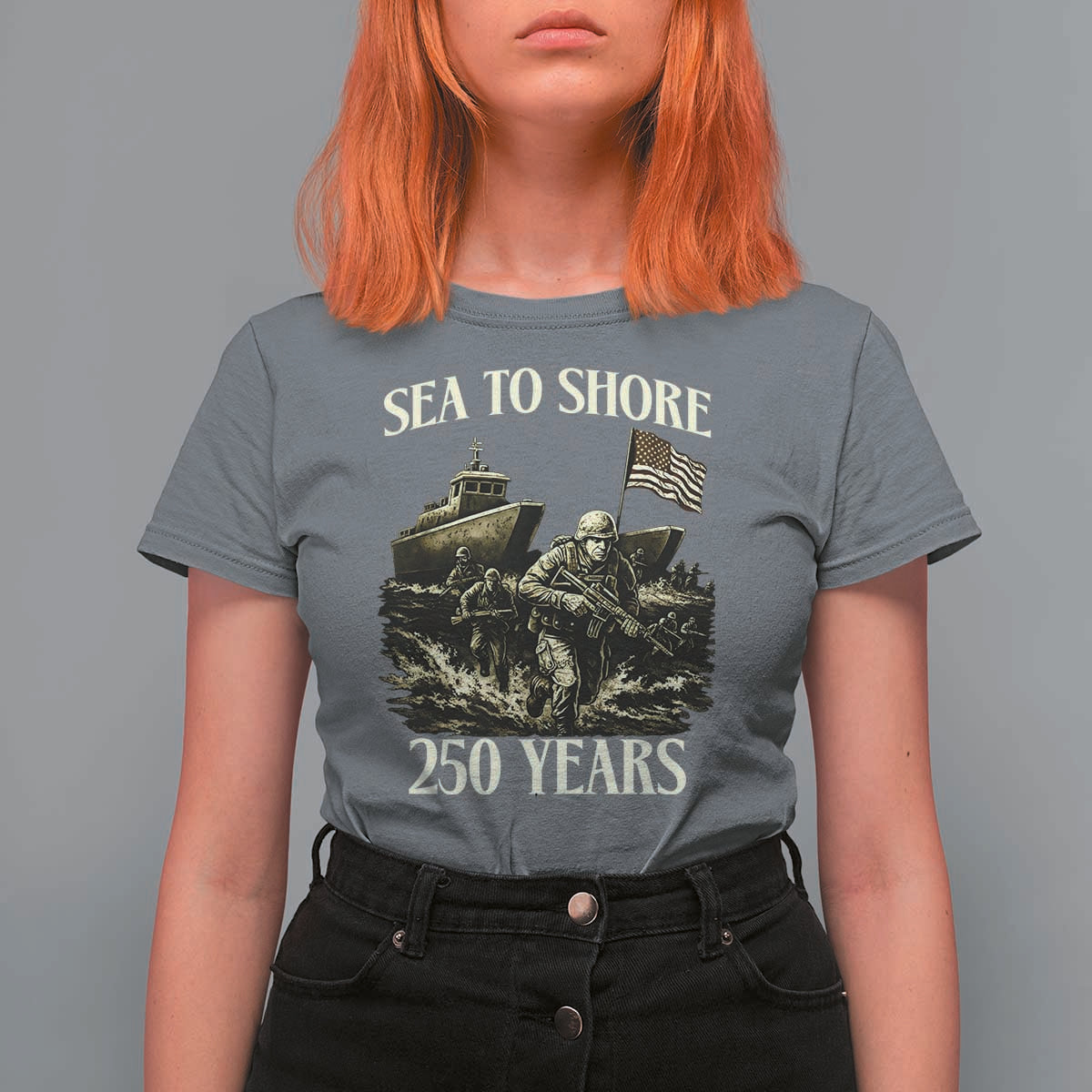 Military Navy 250th Anniversary T Shirt For Women Sea To Shore 250 Years - Wonder Print Shop