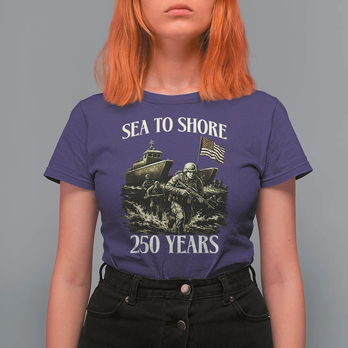 Military Navy 250th Anniversary T Shirt For Women Sea To Shore 250 Years - Wonder Print Shop
