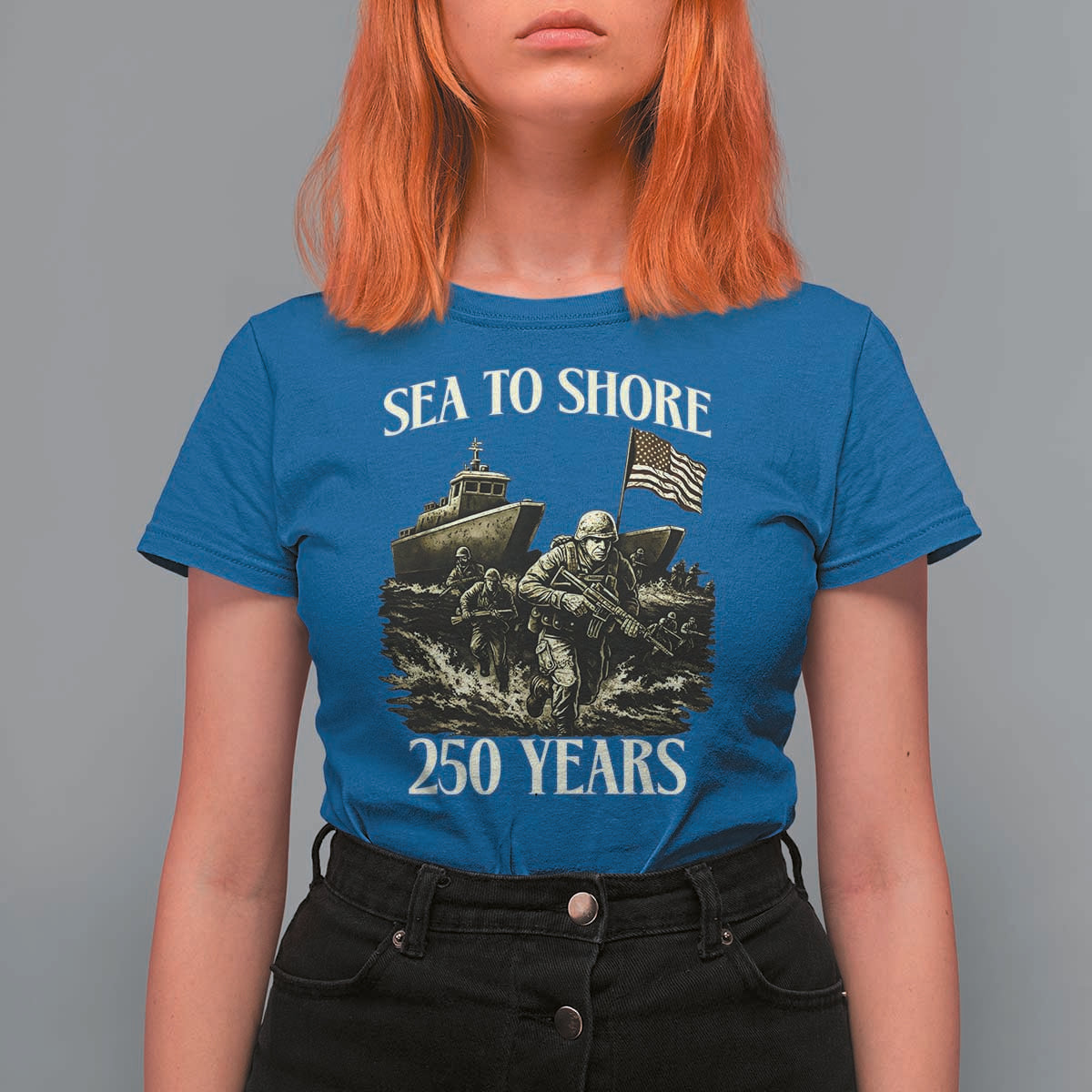 Military Navy 250th Anniversary T Shirt For Women Sea To Shore 250 Years - Wonder Print Shop