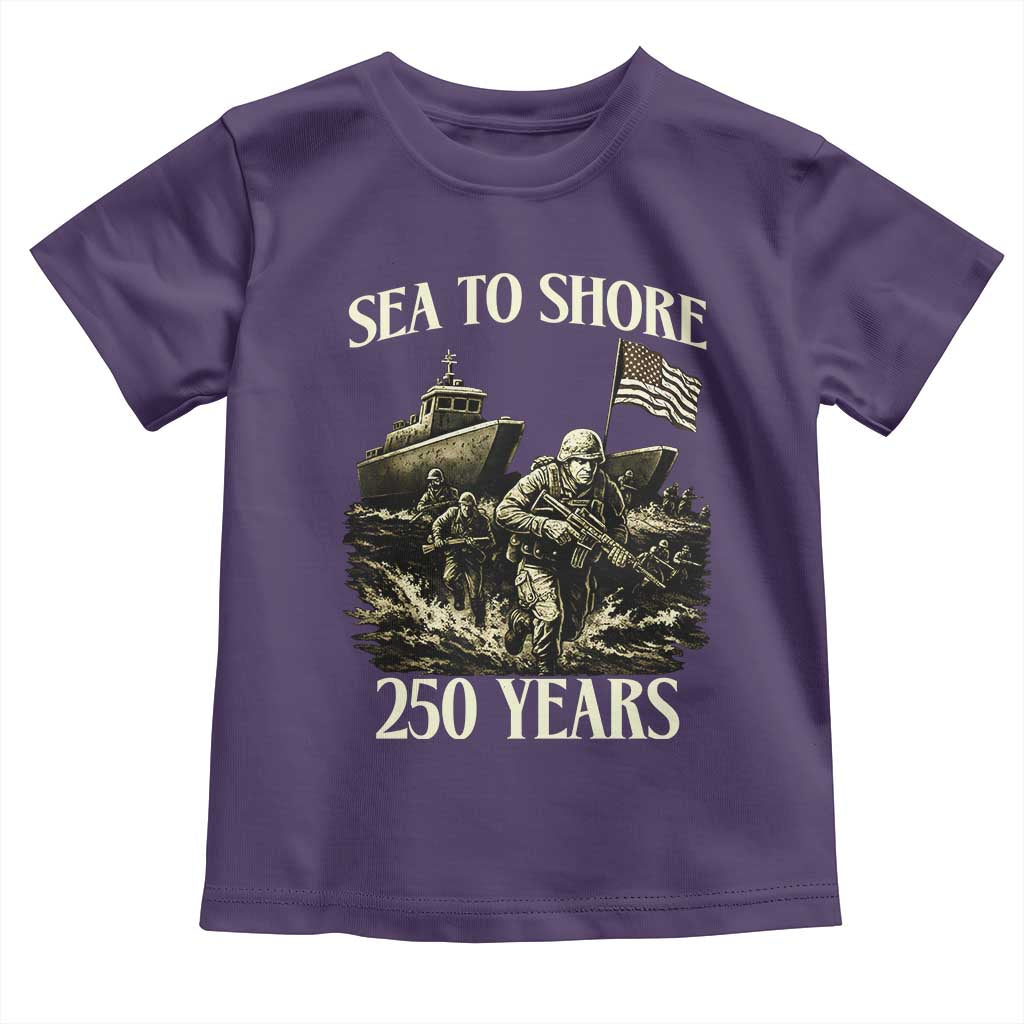 Military Navy 250th Anniversary Toddler T Shirt Sea To Shore 250 Years - Wonder Print Shop
