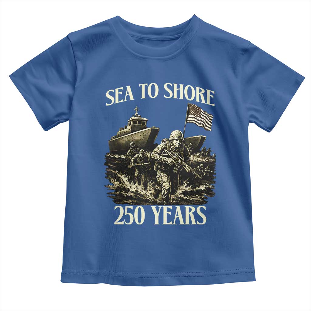 Military Navy 250th Anniversary Toddler T Shirt Sea To Shore 250 Years - Wonder Print Shop