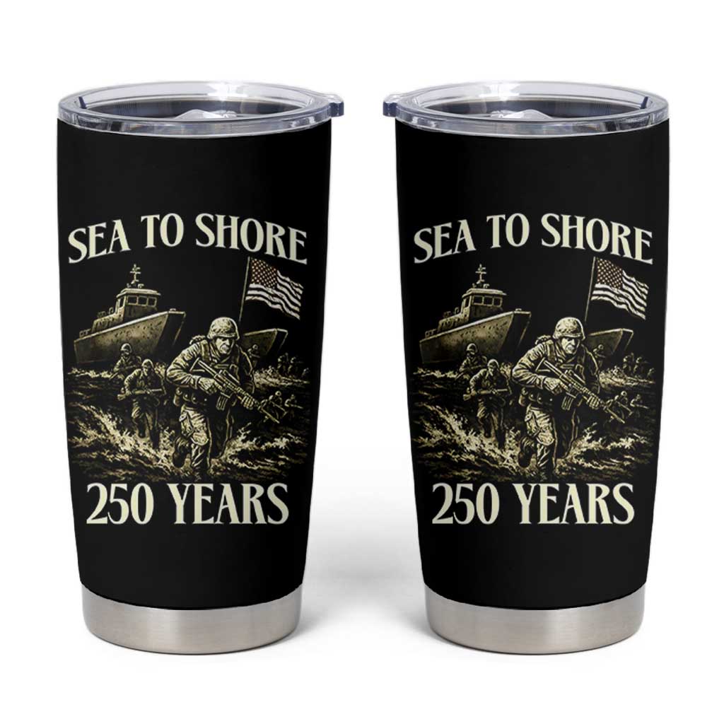 Military Navy 250th Anniversary Tumbler Cup Sea To Shore 250 Years - Wonder Print Shop