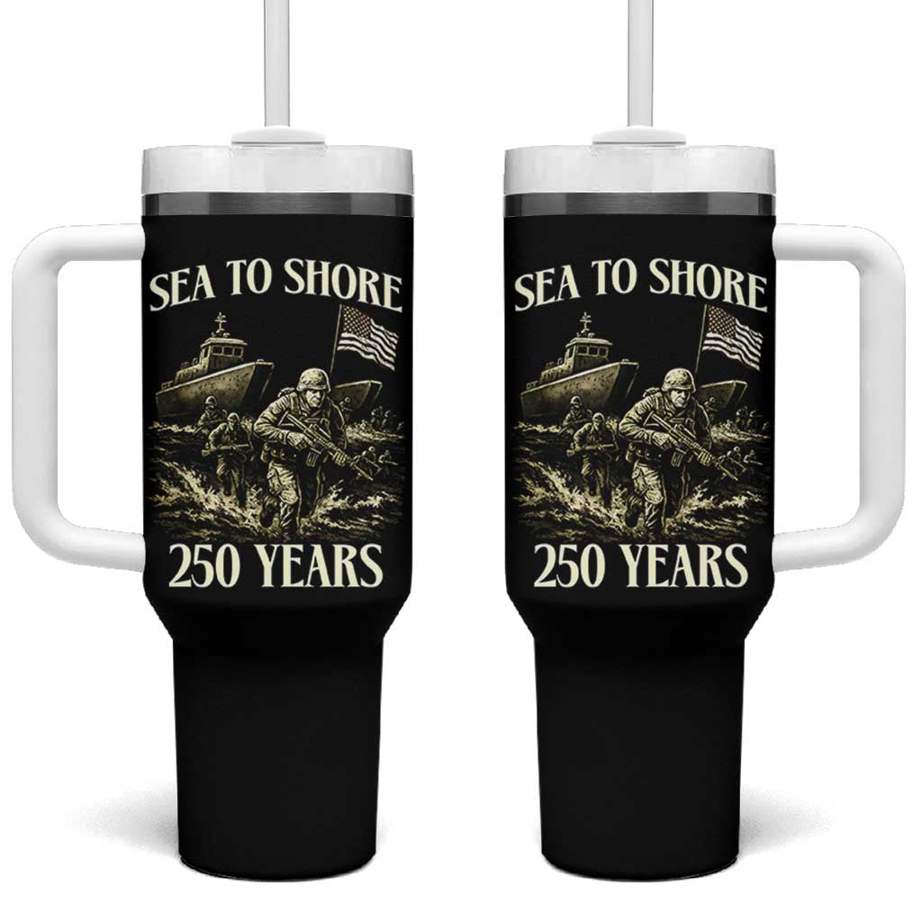 Military Navy 250th Anniversary Tumbler With Handle Sea To Shore 250 Years - Wonder Print Shop