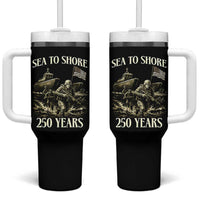Military Navy 250th Anniversary Tumbler With Handle Sea To Shore 250 Years - Wonder Print Shop