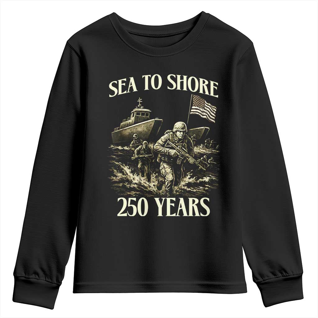 Military Navy 250th Anniversary Youth Sweatshirt Sea To Shore 250 Years - Wonder Print Shop