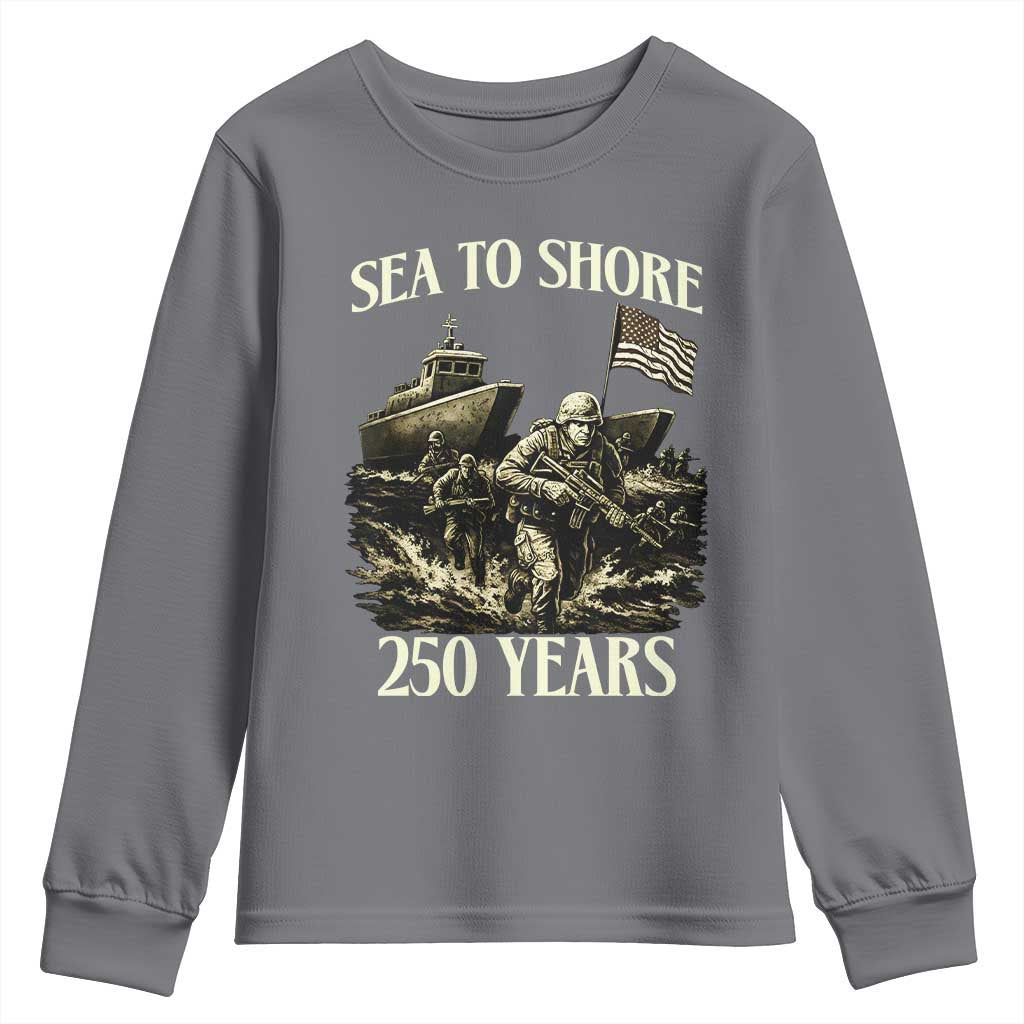 Military Navy 250th Anniversary Youth Sweatshirt Sea To Shore 250 Years - Wonder Print Shop