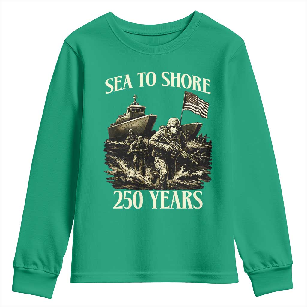 Military Navy 250th Anniversary Youth Sweatshirt Sea To Shore 250 Years - Wonder Print Shop
