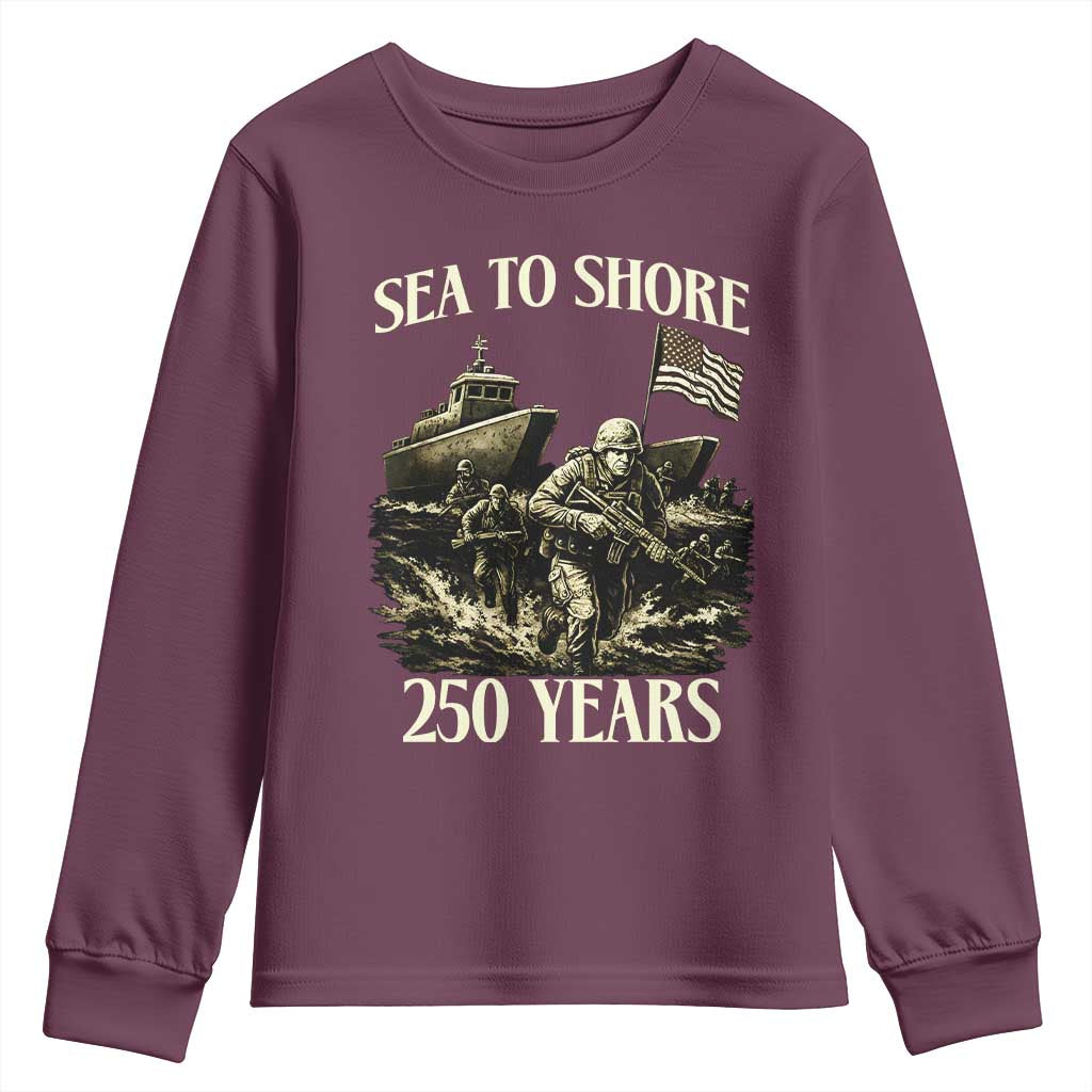 Military Navy 250th Anniversary Youth Sweatshirt Sea To Shore 250 Years - Wonder Print Shop