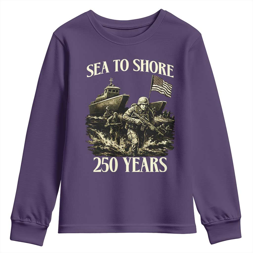 Military Navy 250th Anniversary Youth Sweatshirt Sea To Shore 250 Years - Wonder Print Shop