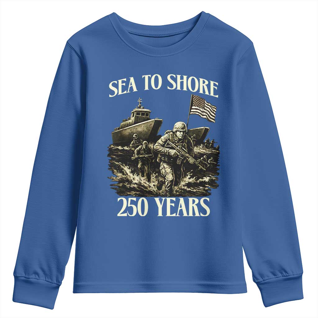 Military Navy 250th Anniversary Youth Sweatshirt Sea To Shore 250 Years - Wonder Print Shop