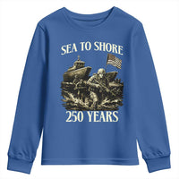 Military Navy 250th Anniversary Youth Sweatshirt Sea To Shore 250 Years - Wonder Print Shop