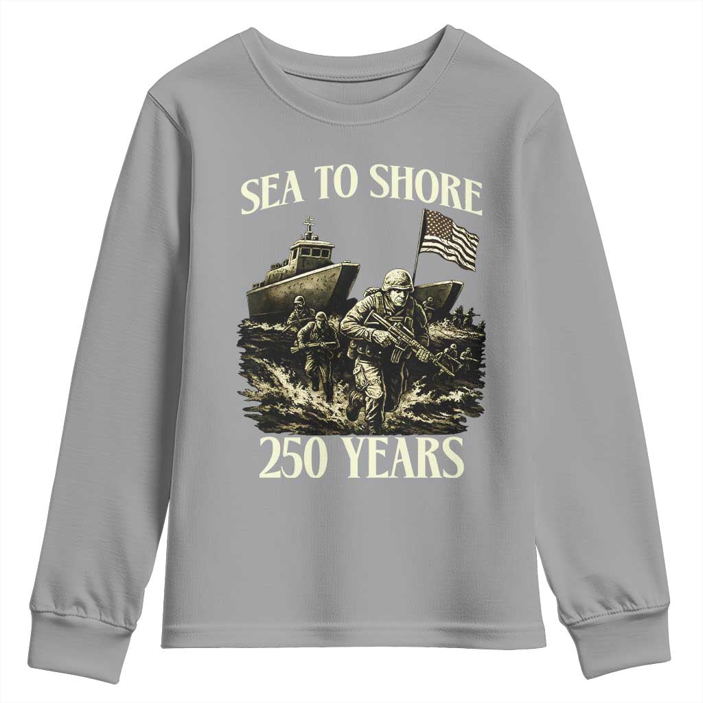 Military Navy 250th Anniversary Youth Sweatshirt Sea To Shore 250 Years - Wonder Print Shop